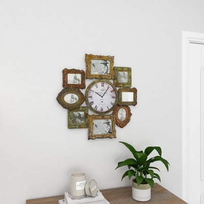 Metal 8 Photo Openings Wall Clock Green - Olivia & May 14 Metal 8 Photo Openings Wall Clock Green - Olivia & May - Image 12