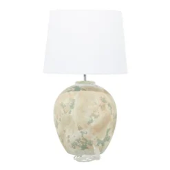 27" X 17" Ceramic Table Lamp With Drum Shade Beige - Olivia & May -Olivia & May GUEST b38c3159 b76e 4274 b816 922b43e76efd