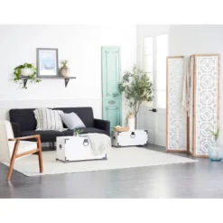 Farmhouse Wood Patterned Room Divider Screen White - Olivia & May -Olivia & May GUEST b4210b98 0037 49b4 be3d fe31ca7be4e1