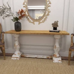 Vintage Wood Console Table White - Olivia & May -Olivia & May GUEST b427c05c d28f 49c4 a439 fb20ecd95acb