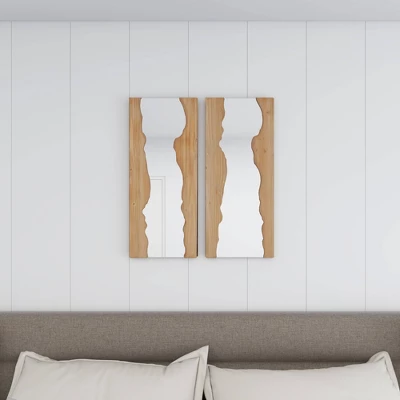 Contemporary Wood Wall Mirror Set Of 2 Brown - Olivia & May 15 Contemporary Wood Wall Mirror Set Of 2 Brown - Olivia & May - Image 13