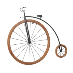 Metal Bike Penny Farthing Wall Decor With Wood Wheels Brown - Olivia & May -Olivia & May GUEST b4327148 38b7 49ff b87f 7887b986ebb0