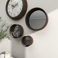 Contemporary Metal Wall Mirror Set Of 3 Dark Brown - Olivia & May -Olivia & May GUEST b4562d09 cac0 41e9 828a 2aab81d96be9