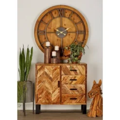 Contemporary Zigzag Pattern Mango Wood Cabinet Brown - Olivia & May