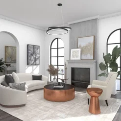 Metal Pedestal Stool Flat Top Copper - Olivia & May -Olivia & May GUEST b52efcfe d554 42b0 9f9b 727b8ff85e30