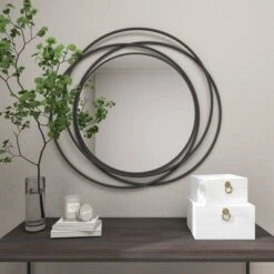 Metal Overlapping Circle Frame Wall Mirror- Olivia & May 26 Metal Overlapping Circle Frame Wall Mirror- Olivia & May -Olivia & May GUEST b6182b30 dc74 4f31 b356 49481f4b0917