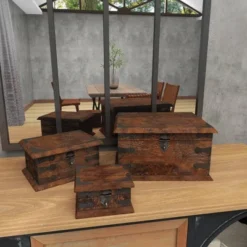 Set Of 3 Farmhouse Reclaimed Wood Boxes - Olivia & May -Olivia & May GUEST b61ad070 9a9f 454b afd5 67189a194d87