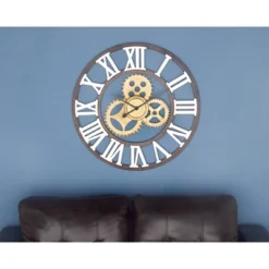 Metal Gear Wall Clock Brown - Olivia & May -Olivia & May GUEST b64cf138 f232 4366 bab1 38f5d29258e0