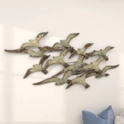 Metal Bird Flying Flock Of Wall Decor White - Olivia & May -Olivia & May GUEST b7267f84 7167 4e35 88d8 22ee15ec8b19