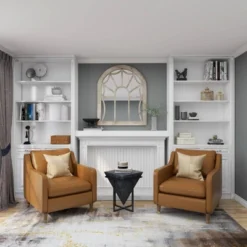 Wood Window Pane Inspired Wall Mirror With Arched Top Cream - Olivia & May -Olivia & May GUEST b758c2e8 45e0 4c37 9c45 8a2b9a5ada02