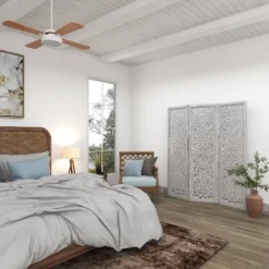 Farmhouse Wood Carved Room Divider Screen White - Olivia & May -Olivia & May GUEST b75eaa40 4d80 4b30 9cc2 f82454081c35