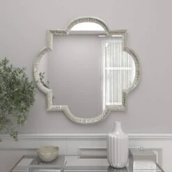 Aluminum Quatrefoil Wall Mirror Gray - Olivia & May -Olivia & May GUEST b7a2a69d 3c35 4aa0 894b a5b86c8fb874