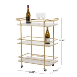 Glam Marble Bar Cart Gold - Olivia & May -Olivia & May GUEST b7c28a88 e1ca 4a4c bddf 3535834c3578