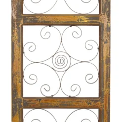 36" X 14" Wood Scroll Window Inspired Wall Decor With Metal Scrollwork Relief Brown - Olivia & May -Olivia & May GUEST b7e0de7f 5f0c 4af6 aa9f e5fc861ea982