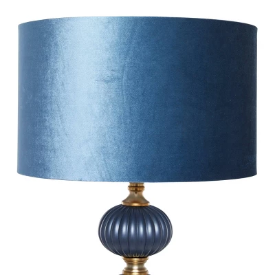 Fabric Floor Lamp With Drum Shade Blue - Olivia & May 4 Fabric Floor Lamp With Drum Shade Blue - Olivia & May - Image 2