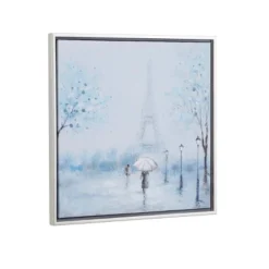 Canvas Eiffel Tower Framed Wall Art With Silver Frame Blue - Olivia & May -Olivia & May GUEST b83aa959 d429 430c 8ff4 85fd333b54ac