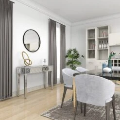 Glam Mirror And Wood Patterned Console Table Silver - Olivia & May -Olivia & May GUEST b873e986 068f 449b a304 d9d422405b3b