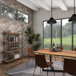 67" Tall Industrial Metal And Wood Bookshelf Brown - Olivia & May -Olivia & May GUEST b8eb5788 0ecc 4959 b5a2 80d159b008c7