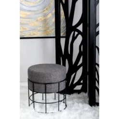 Metal Fabric Patio Garden Stool - Olivia & May -Olivia & May GUEST b8f648c6 c7f6 4e3a 9984 ee2c48692e12