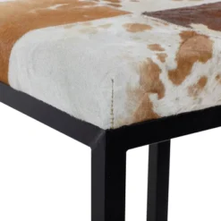 Industrial Cowhide And Metal Bar Height Stool Brown - Olivia & May -Olivia & May GUEST b94c157f 9395 4b1f b088 131b327bf1fc