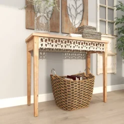 Large Farmhouse Wood Console Table Brown - Olivia & May -Olivia & May GUEST b96af021 9665 4fee 9100 1cb3263718c9