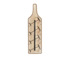 Wood Bottle Shaped 4 Bottle Wall Wine Rack With Beaded Frame Brown - Olivia & May 9 Wood Bottle Shaped 4 Bottle Wall Wine Rack With Beaded Frame Brown - Olivia & May -Olivia & May GUEST b96bea94 b28a 416b 8a1b 8ee6eb177961