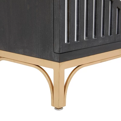 Art Deco Contemporary Mirrored Wood Cabinet Black - Olivia & May 7 Art Deco Contemporary Mirrored Wood Cabinet Black - Olivia & May - Image 5