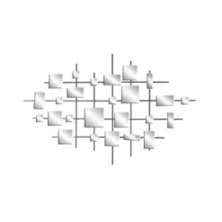 Glam Metal Abstract Wall Decor With Square Mirrored Accents Black - Olivia & May -Olivia & May GUEST ba4f34d8 6192 4e6e ac41 d383ccaf8302