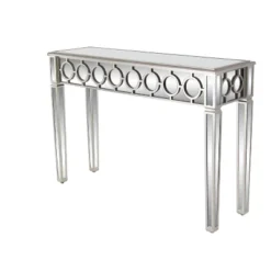 Glam Mirror And Wood Patterned Console Table Silver - Olivia & May -Olivia & May GUEST babba4e7 b6be 4e9c a3de 05ab2ea68818