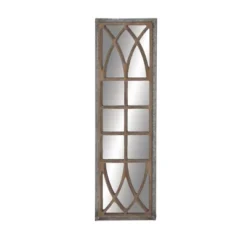Farmhouse Wood Window Pane Inspired Wall Mirror Brown - Olivia & May -Olivia & May GUEST bac1327a 960d 4cfe 929c 2375a19e0a3c