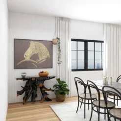 Contemporary Teak Wood Console Table Gold - Olivia & May -Olivia & May GUEST baf17049 d2d3 4f48 8097 55b971618c1e