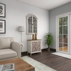 Natural Wood Cabinet With Trellis Doors Light Brown - Olivia & May -Olivia & May GUEST bafd4ff3 f604 4306 8d0d d73b6c8b80a3