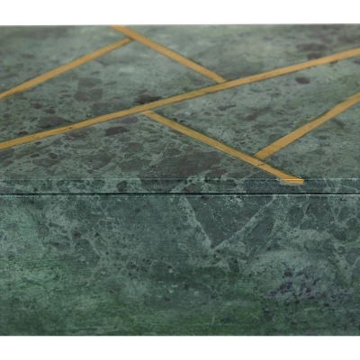 Set Of 3 Marble Box With Gold Linear Lines Green- Olivia & May 5 Set Of 3 Marble Box With Gold Linear Lines Green- Olivia & May - Image 3