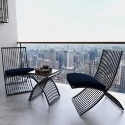 3pc Eclectic Metal Outdoor Seating Set - Black - Olivia & May -Olivia & May GUEST bb33e7eb ba71 4a16 9658 bb94b0c1fed0