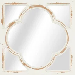 Wood Carved Designs Wall Mirror With Rope Hanger Set Of 4 White - Olivia & May -Olivia & May GUEST bb9c0996 dbed 4d86 98e7 6860f3ff92ee