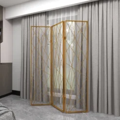 Glam Metal Geometric Room Divider Screen Gold - Olivia & May -Olivia & May GUEST bc391e21 b9b6 4b0c a2c0 616782a735d8