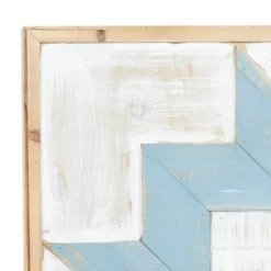 Wood Geometric Handmade Southwestern Wall Decor Light Brown/Light Blue - Olivia & May -Olivia & May GUEST bcb138bf 1e7b 40df bafd c1f0e7163836