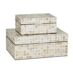 Set Of 2 Wooden Boxes With Pattern - Olivia & May -Olivia & May GUEST bd63a8f7 8a78 4e2d 819c b10a2bedc31b