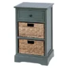 Wood Side Table With Storage And Basket Drawers White - Olivia & May