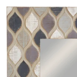 Wood Wall Mirror With Diamond Pattern Beige - Olivia & May -Olivia & May GUEST bd7c7a24 7502 45c6 94da 1668f48fb993