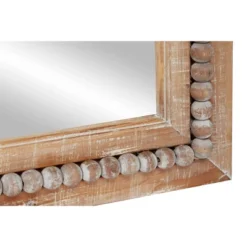 Bohemian Wood Beaded Frame Wall Mirror With Distressing Light Brown - Olivia & May -Olivia & May GUEST bdd5dbce 35b1 4237 9556 33fc7cb2b21b