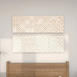 Set Of 2 Wooden Geometric Intricately Carved Wall Decors White - Olivia & May -Olivia & May GUEST be258076 a1c1 4fef bebb 54eb8fba93e0