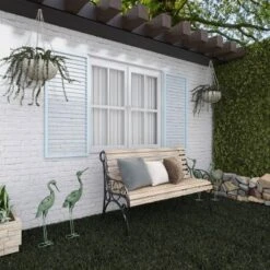 Set Of 2 Iron 47" Coastal Crane Garden Sculpture Green - Olivia & May: Heron Figure, Metal Wire Outdoor Decor -Olivia & May GUEST be315c4a c16a 4b72 97cf 4acb40b89f14