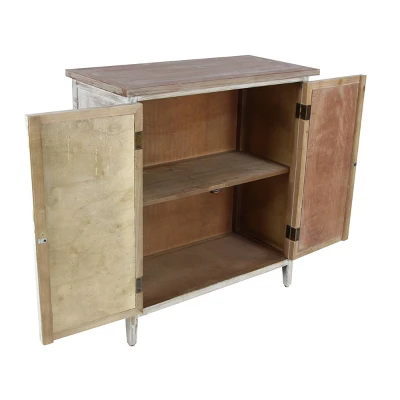 Natural Geometric Patterned Wood Cabinet Brown - Olivia & May 6 Natural Geometric Patterned Wood Cabinet Brown - Olivia & May - Image 4