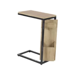 Farmhouse C Shaped Side Table Light Brown/Black - Olivia & May -Olivia & May GUEST be901426 f36d 4beb a352 e2957adab804