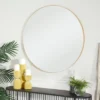 Contemporary Wood Round Wall Mirror - Olivia & May -Olivia & May GUEST be97e92b b9ab 45f7 aec4 a78ce263ccb2