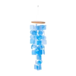 6" Glass Coastal Abstract Windchime Blue/Natural - Olivia & May -Olivia & May GUEST bea0fd7d 3efd 4551 b45b 6fe015bb501f