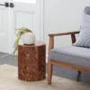 Contemporary Teak Wood Round Accent Table Brown - Olivia & May -Olivia & May GUEST bed17a4e d7c3 477c 8024 4bd97f135b41