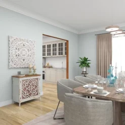 Wood Floral Handmade Intricately Carved Wall Decor With Mandala Design Gray - Olivia & May -Olivia & May GUEST bf38d9a8 aefc 4568 a3e0 49147042258d