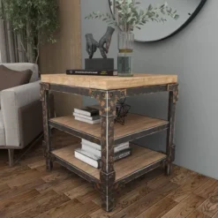Industrial 3 Tier Side Table Brown - Olivia & May -Olivia & May GUEST bf7d86fb 3f27 4b11 9432 edb849060984